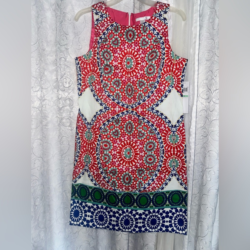 NWT London Times Colorful Geometric Print Dress